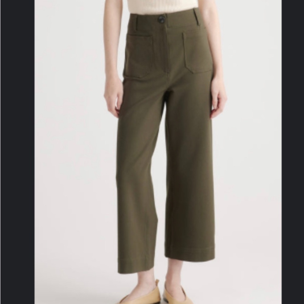 Quince Olive ultra Stretch Ponte cropped Wide Leg